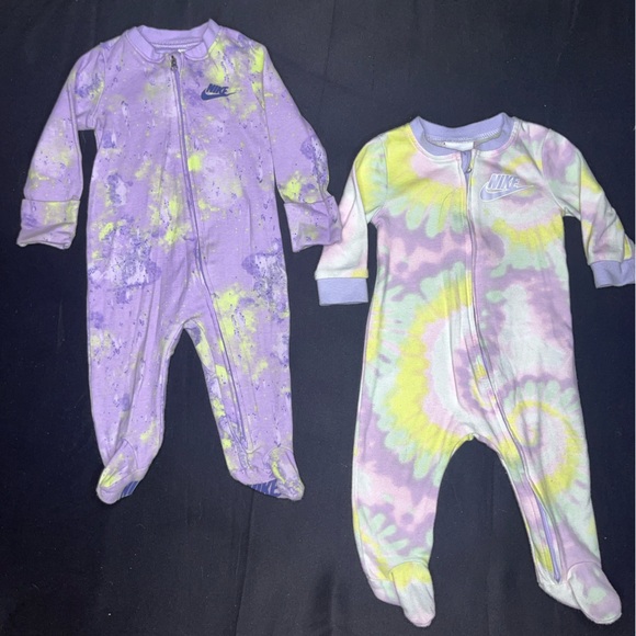 Nike Other - Nike Kids Purple & Yellow Tie-Dye Footed One-Piece Set (2-Pack) Size 6Month